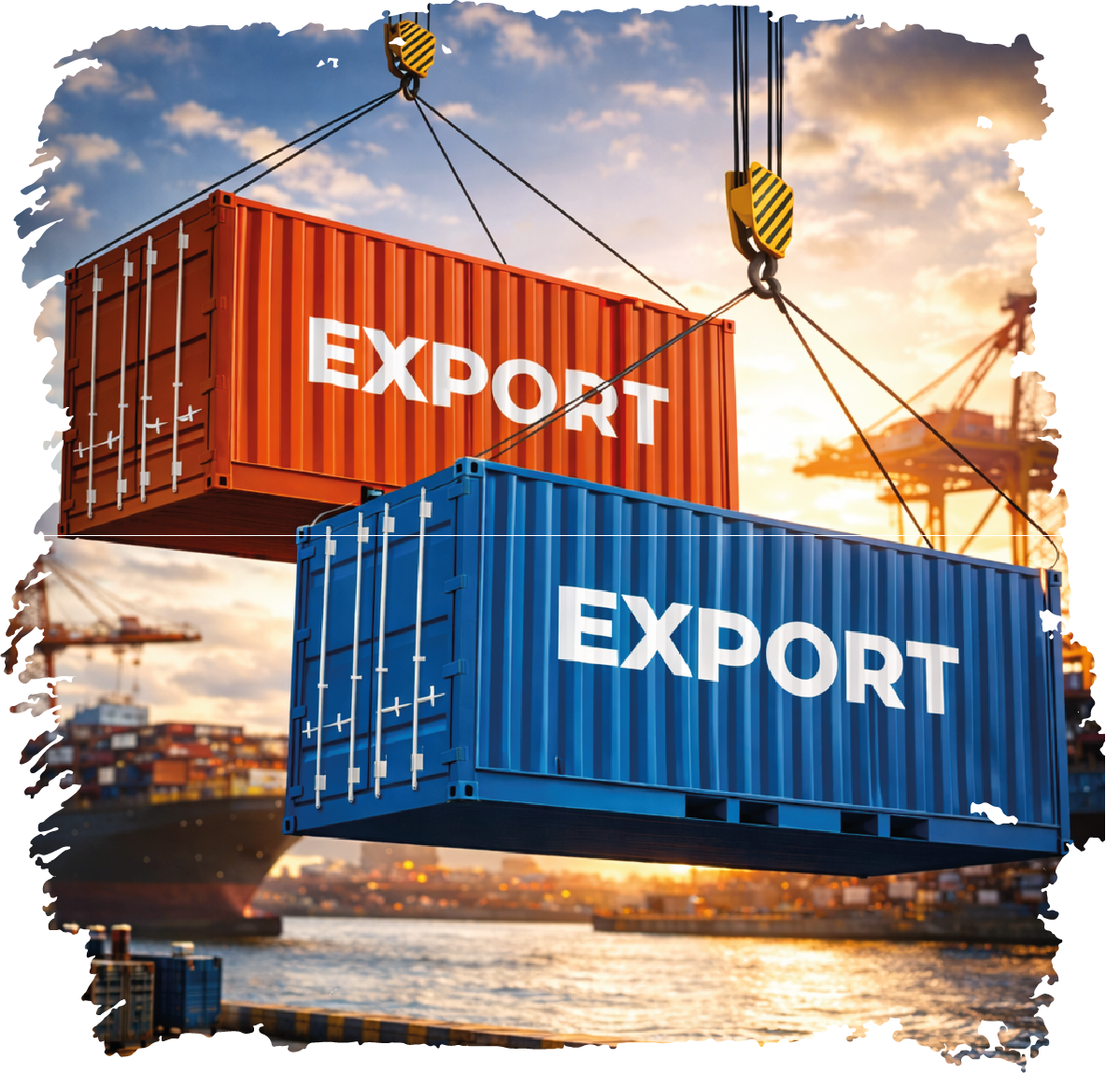 export containers, showing Amazon Andes global distribution to 42 countries