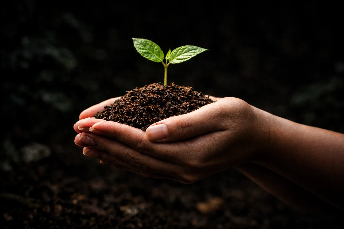 Hands holding plant supporting Amazon Andes Biotrade